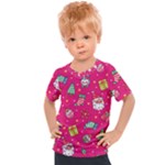 cute pink christmas pattern Kids  Sports T-Shirt