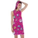 cute pink christmas pattern Racer Back Hoodie Dress