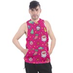 cute pink christmas pattern Men s Sleeveless Hoodie