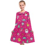 cute pink christmas pattern Kids  Midi Sailor Dress