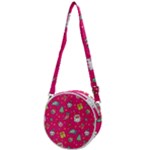 cute pink christmas pattern Crossbody Circle Bag