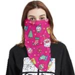 cute pink christmas pattern Face Covering Bandana (Triangle)