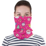 cute pink christmas pattern Face Seamless Bandana (Adult)