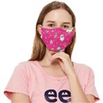 cute pink christmas pattern Fitted Cloth Face Mask (Adult)