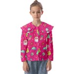 cute pink christmas pattern Kids  Peter Pan Collar Blouse