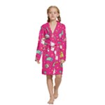 cute pink christmas pattern Kids  Long Sleeve Velvet Lounge Robe