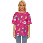 cute pink christmas pattern Oversized Basic T-Shirt