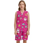 cute pink christmas pattern Kids  Basketball Mesh Set