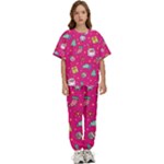 cute pink christmas pattern Kids  T-Shirt and Pants Sports Set