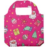 cute pink christmas pattern Foldable Grocery Recycle Bag