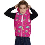 cute pink christmas pattern Kids  Stylish Hooded Puffer Vest