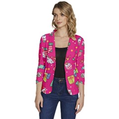 Women s One-Button 3/4 Sleeve Short Jacket 