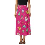 cute pink christmas pattern Classic Midi Chiffon Skirt