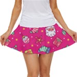 cute pink christmas pattern Women s Skort