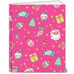 cute pink christmas pattern 8  x 10  Hardcover Notebook