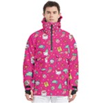 cute pink christmas pattern Men s Pullover Zip Ski and Snowboard Waterproof Breathable Jacket