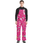 cute pink christmas pattern Men s Side Zip Front Pouch Ski And Snowboard Bib Pants	