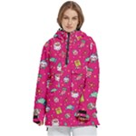 cute pink christmas pattern Women s Pullover Zip Ski and Snowboard Waterproof Breathable Jacket