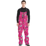 cute pink christmas pattern Men s Front Zip Ski And Snowboard Bib Pants