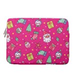 cute pink christmas pattern 14  Vertical Laptop Sleeve Case With Pocket