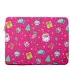 cute pink christmas pattern 15  Vertical Laptop Sleeve Case With Pocket