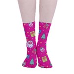 cute pink christmas pattern Smooth Crew Length Tube Socks