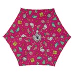 cute pink christmas pattern Automatic Folding Umbrella with Case (Small)