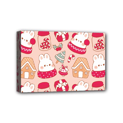 cute christmas cartoon Mini Canvas 6  x 4  (Stretched) from ArtsNow.com