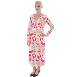 cute christmas cartoon Velvet Maxi Wrap Dress