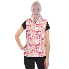 cute christmas cartoon Women s Button Up Vest from ArtsNow.com