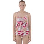 cute christmas cartoon Twist Front Tankini Set