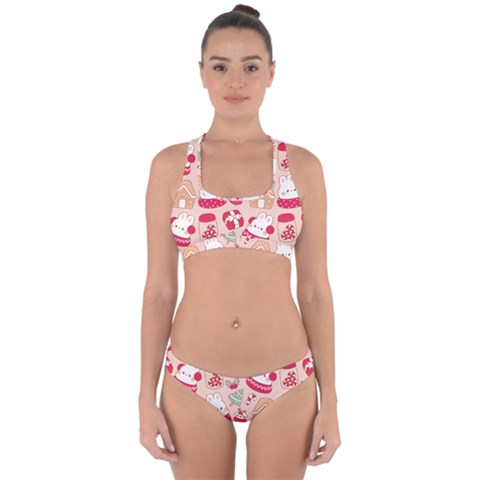 cute christmas cartoon Cross Back Hipster Bikini Set from ArtsNow.com