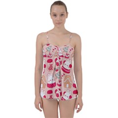 cute christmas cartoon Babydoll Tankini Top from ArtsNow.com