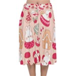 cute christmas cartoon Velvet Flared Midi Skirt