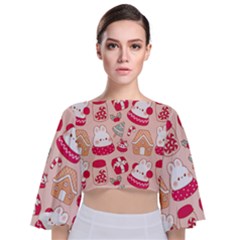 Tie Back Butterfly Sleeve Chiffon Top 