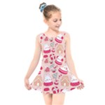 cute christmas cartoon Kids  Skater Dress Swimsuit