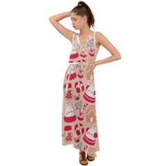 V-Neck Chiffon Maxi Dress 