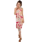 cute christmas cartoon Waist Tie Cover Up Chiffon Dress