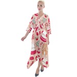 cute christmas cartoon Quarter Sleeve Wrap Front Maxi Dress