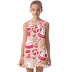 cute christmas cartoon Kids  Pilgrim Collar Ruffle Hem Dress