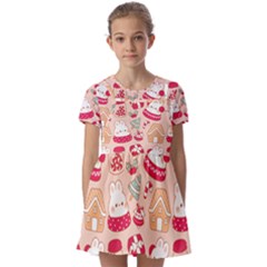 Kids  Short Sleeve Pinafore Style Dress 