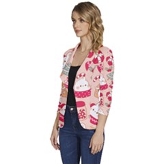 Women s One-Button 3/4 Sleeve Short Jacket 