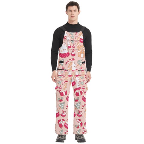 cute christmas cartoon Men s Side Zip Front Pouch Ski And Snowboard Bib Pants	 from ArtsNow.com