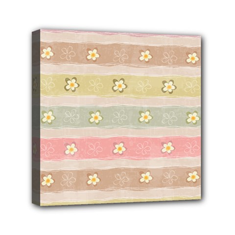 stripes floral designs Mini Canvas 6  x 6  (Stretched) from ArtsNow.com