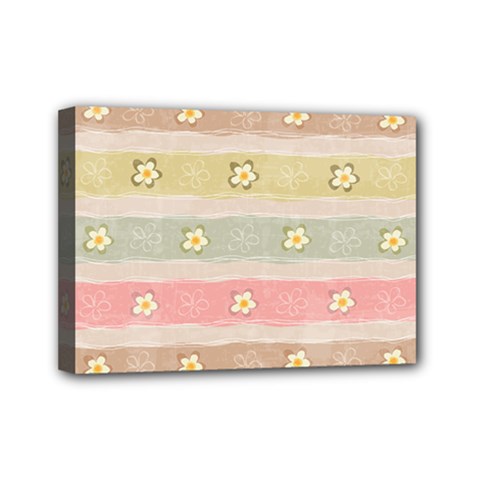 stripes floral designs Mini Canvas 7  x 5  (Stretched) from ArtsNow.com