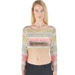 stripes floral designs Long Sleeve Crop Top