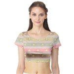 stripes floral designs Short Sleeve Crop Top