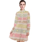 stripes floral designs Long Sleeve Chiffon Shirt Dress