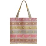 stripes floral designs Zipper Grocery Tote Bag