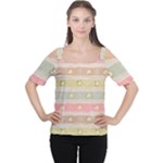 stripes floral designs Cutout Shoulder T-Shirt